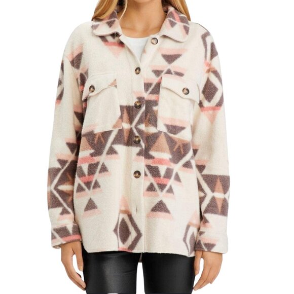SANCTUARY Women's Aztec Fleece Shirt Jacket Shacket Size 1X - Picture 2 of 9